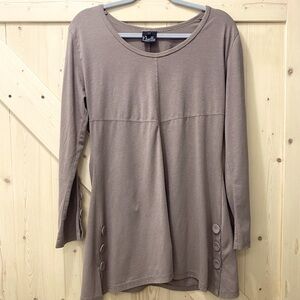 ❤️🙌Noelle Modern Boho Mom Medium Brown Beige Quarter Button Sleeved Midi Dress